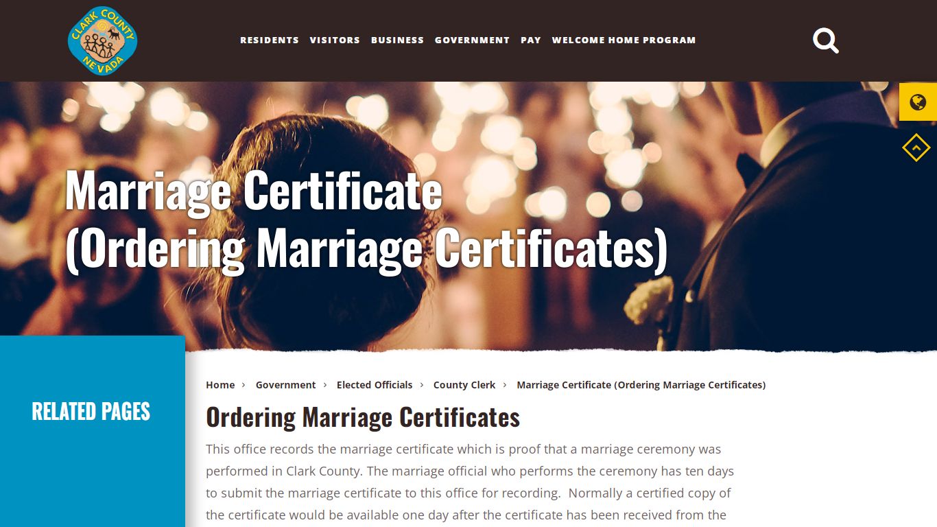 Marriage Certificate - Clark County, Nevada